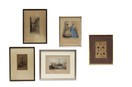 A GROUP OF FIVE 19TH CENTURY AND LATER PRINTS
