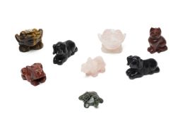 A GROUP OF CARVED HARDSTONE ANIMALS