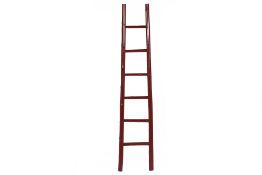 A RED PAINTED BAMBOO LADDER