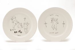 TWO ARTIST DESIGNED WEDGEWOOD PLATES