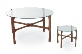 TWO GLASS TOPPED OCCASIONAL TABLES