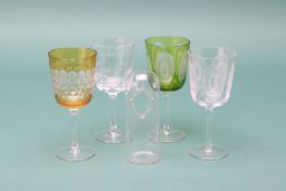 A GROUP OF FOUR CARL ROTTER STUDIO GLASS WINE GOBLETS