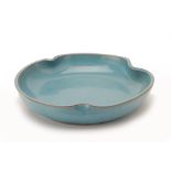 A JAPANESE TEAL STUDIO POTTERY DISH