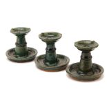THREE CHINESE GREEN GLAZED POTTERY INCENSE HOLDERS/STANDS