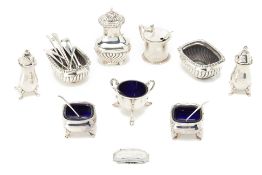 A GROUP OF SILVER CONDIMENTS