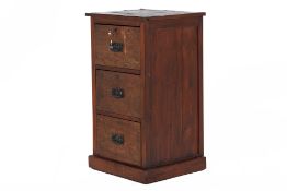 A TEAK THREE DRAWER FILING CABINET