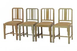 A SET OF FOUR ART DECO DINING CHAIRS