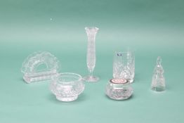 A GROUP OF SIX CUT CRYSTAL ITEMS