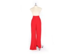 KAREN MILLEN - A PAIR OF WIDE LEGGED RED TROUSERS