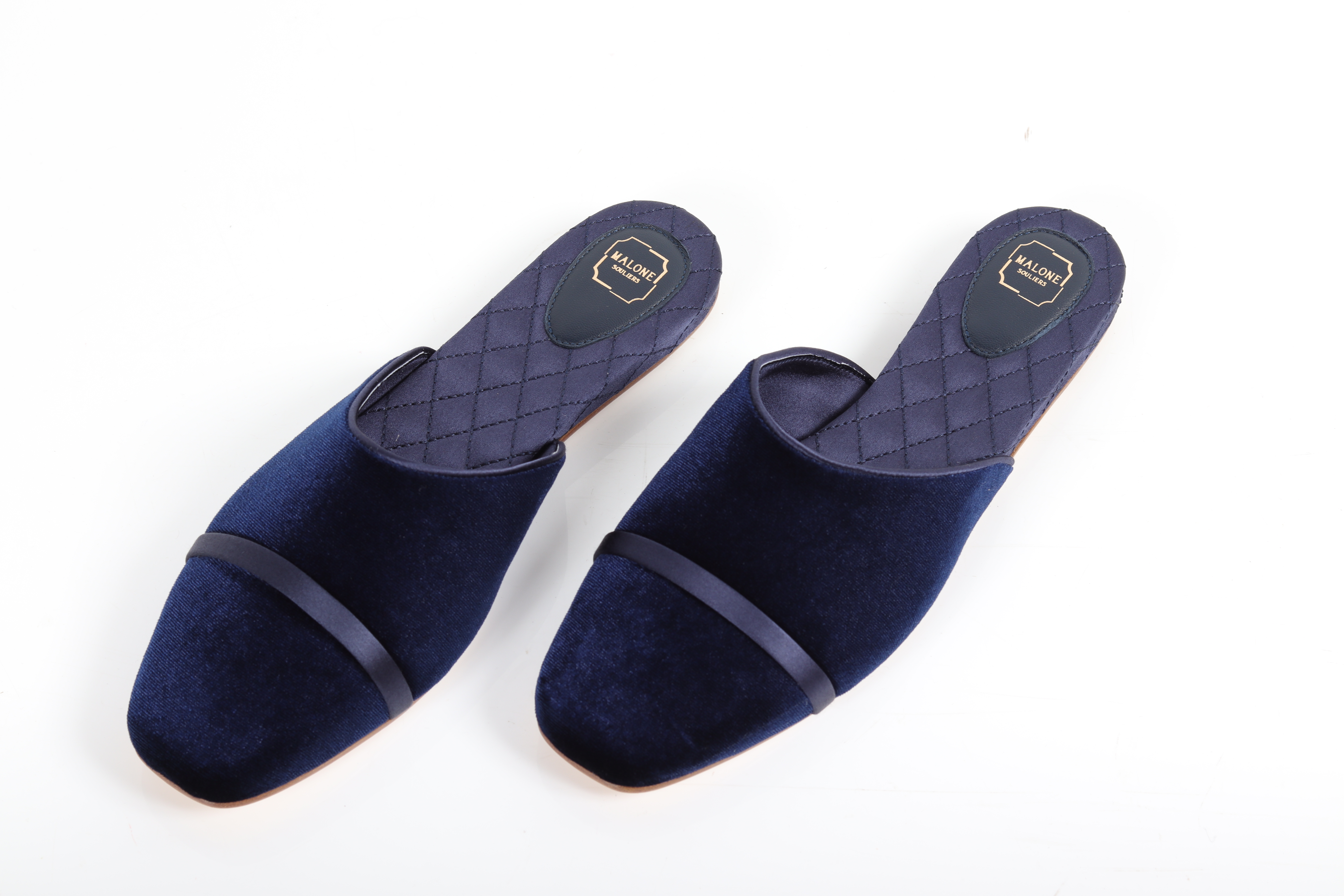 MALONE SOULIERS - A PAIR OF BLUE VELVET SLIDES - Image 2 of 3
