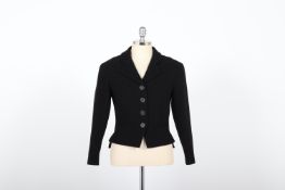 CHANEL - A NAVY BLUE BOUCLE KNIT WOOL JACKET