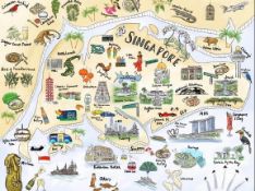 ART BY SIZZLE - A FRAMED ILLUSTRATED MAP OF SINGAPORE