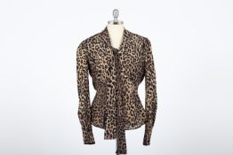 AYBI BY AYSE BITZER - A LEOPARD PRINT SILK BLOUSE