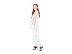 KATE SPADE - A WHITE AND BLACK CABANA DOT JUMPSUIT