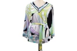 EMILIO PUCCI - A GREEN DESIGN LONG SLEEVE BLOUSE