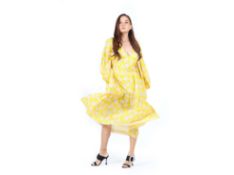 BORGO DE NOR - A BEATRICE CREPE BOUQUET YELLOW WHITE DRESS