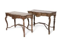 TWO SIMILAR PERANAKAN CARVED CONSOLE TABLES