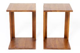 A PAIR OF TEAK SIDE TABLES