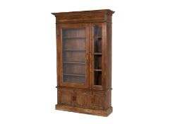 A LARGE GLAZED KITCHEN CABINET