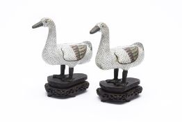 A PAIR OF CHINESE CLOISONNE GEESE
