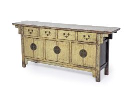 A CHINESE GREEN PAINTED SIDEBOARD