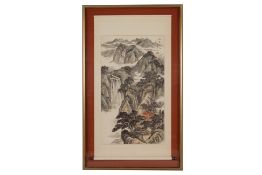 A LARGE FRAMED CHINESE SCROLL
