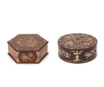 TWO MOTHER OF PEARL INLAID BOXES