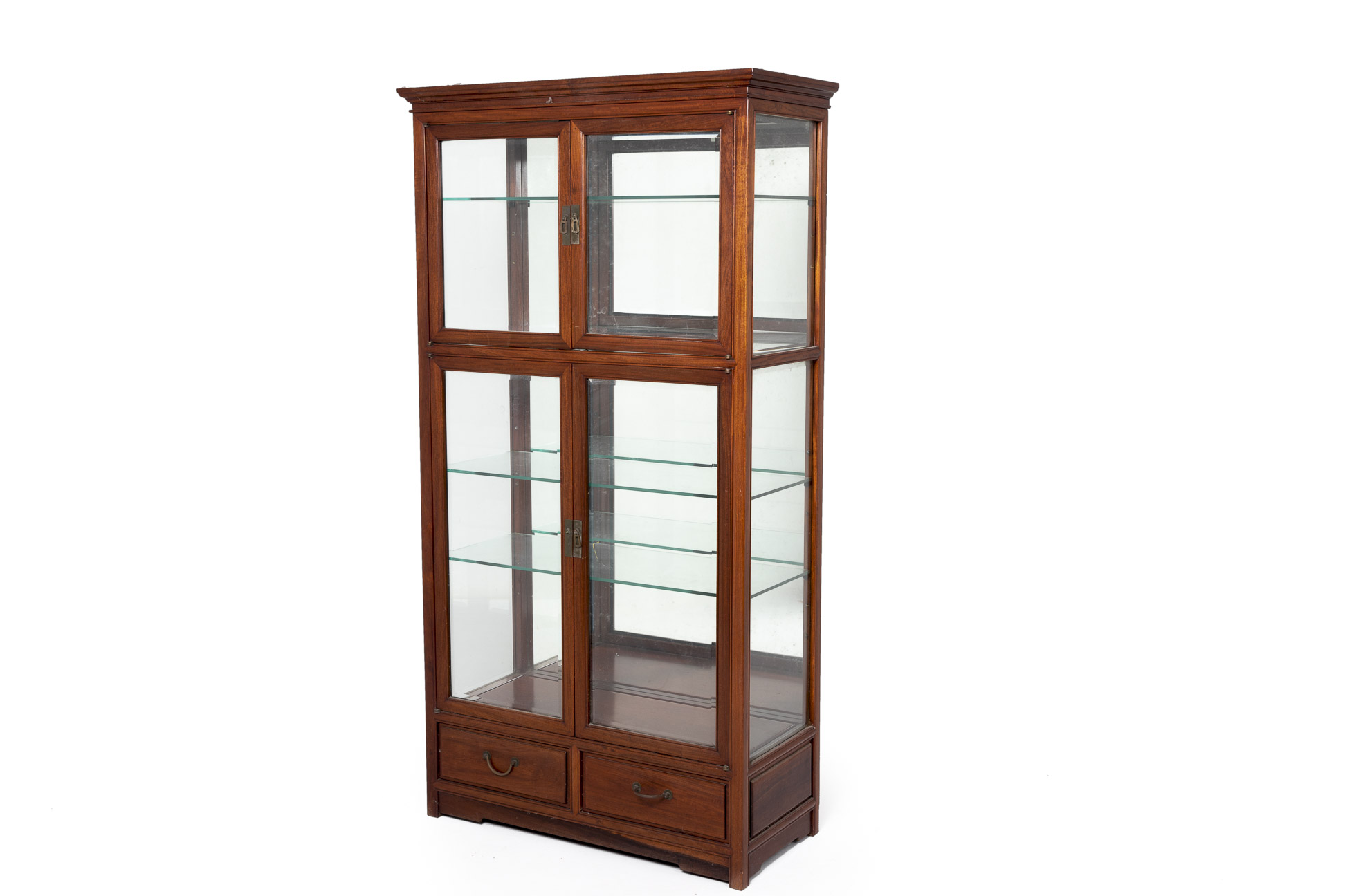 A GLAZED DISPLAY CABINET