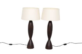 A PAIR OF OVAS SLIM WOODEN TABLE LAMPS