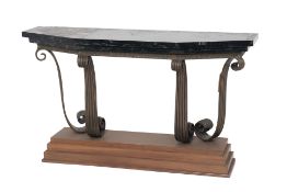 A MARBLE TOPPED CONSOLE TABLE