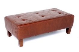 AN ETHAN ALLEN LEATHER FOOT STOOL