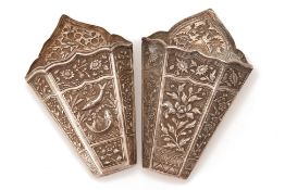 TWO SOUTHEAST ASIAN SILVER BETEL LEAF HOLDERS