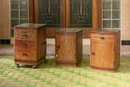 A GROUP OF THREE SIMILAR VINTAGE SMALL SIDE CABINETS