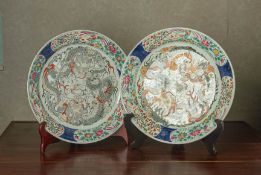 A PAIR OF JAPANESE PORCELAIN CHARGERS