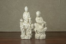 TWO BLANC DE CHINE MODELS OF GUANYIN