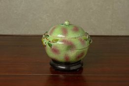 A PEACH FORM PORCELAIN BOWL AND COVER