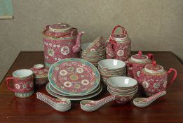 A LARGE QUANTITY OF CHINESE PINK GROUND DINNERWARES