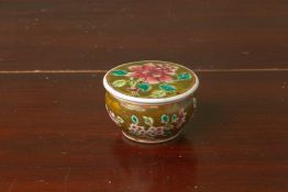 A PERANAKAN OLIVE GREEN GROUND COSMETIC BOX