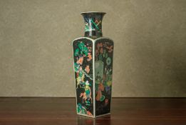 A FAMILLE NOIRE SQUARE SECTION VASE