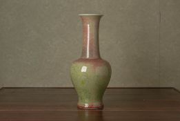 A PEACH BLOOM GLAZED BALUSTER VASE