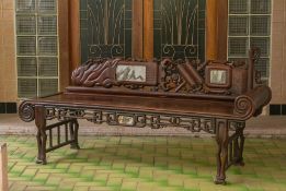 A BLACKWOOD MARBLE INLAID DAYBED