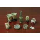 A GROUP OF ASSORTED JADE OBJECTS