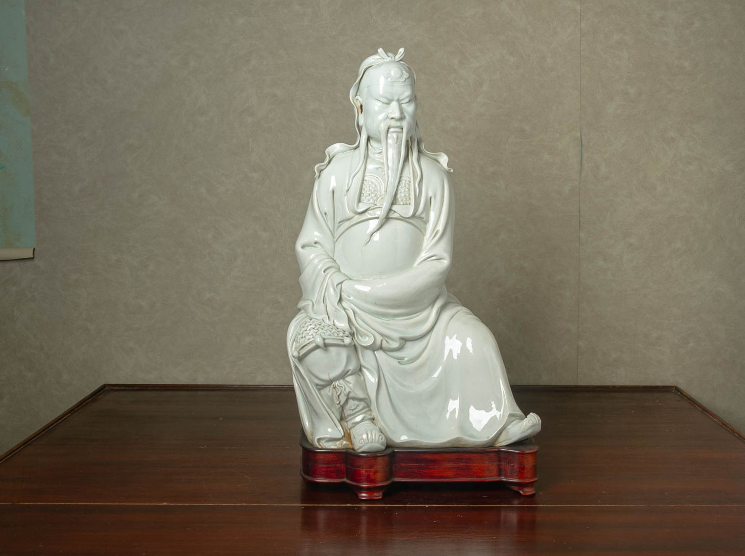 A LARGE BLANC DE CHINE PORCELAIN MALE FIGURE