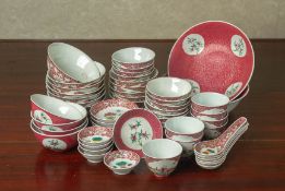 AN ASSORTED QUANTITY OF PINK GROUND CHINESE DINNERWARES