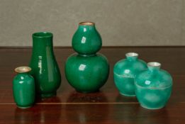 A GROUP OF GREEN GLAZED CERAMICS