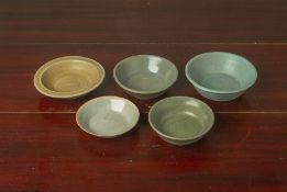 A GROUP OF FIVE SMALL CELADON DISHES