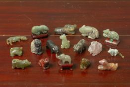 A LARGE QUANTITY OF JADE AND HARDSTONE ANIMALS