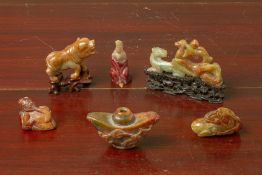 A GROUP OF RUSSET JADE CARVINGS