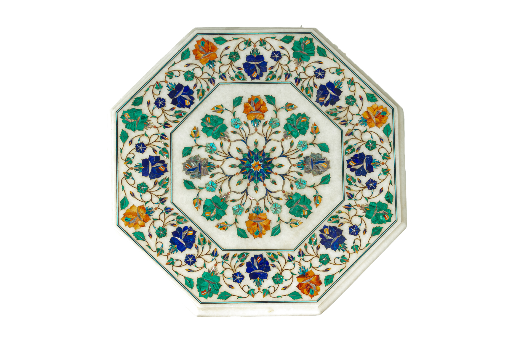 AN INDIAN SIDE TABLE WITH OCTAGONAL MARBLE TOP - Image 2 of 2