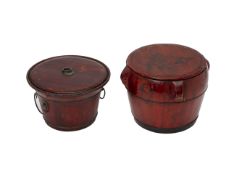 TWO WOODEN LACQUERED CONTAINERS